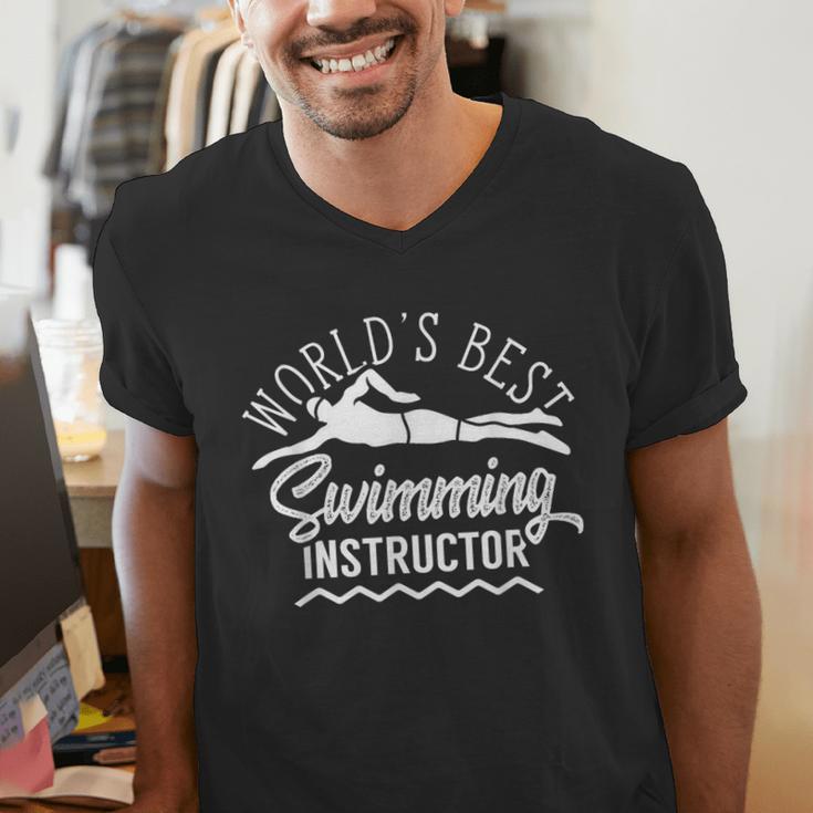 World's Best Swimming Instructor Teacher Coach Swim Men Women Kids Men's V-Neck T-Shirt World's Best Swimming Instructor Teacher Coach Swim Men Women Kids Men's V-Neck T-Shirt