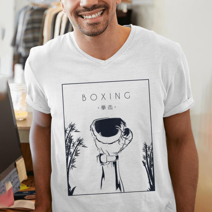 Boxing Chinese Hanzi Muay Thai Kickboxer Fan Boxing Men's V-Neck T-Shirt