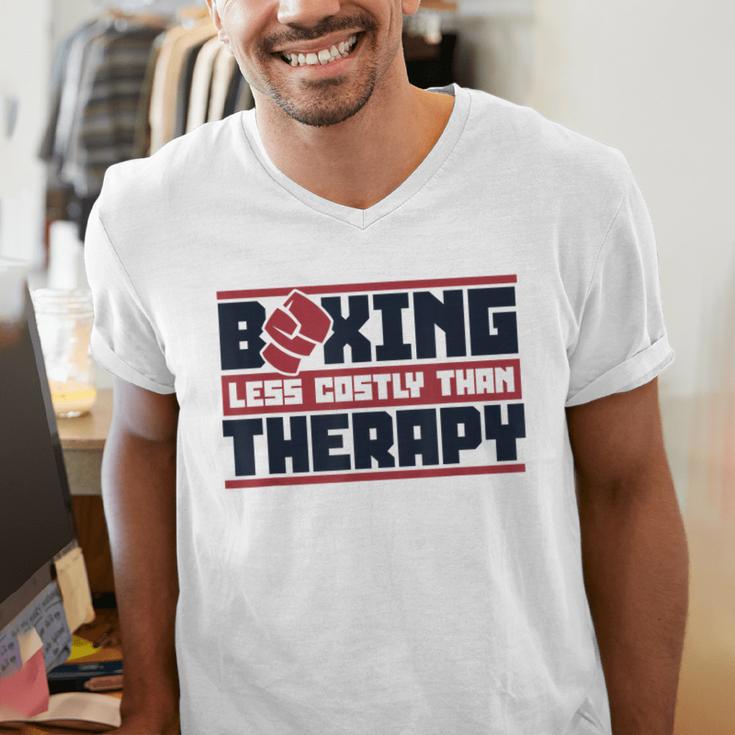 Boxing Less Costly Than Therapy Muay Thai Boxing Men's V-Neck T-Shirt