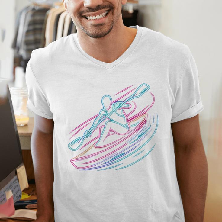 Canoe Canoeing Kayak Paddling Canoeist Men's V-Neck T-Shirt