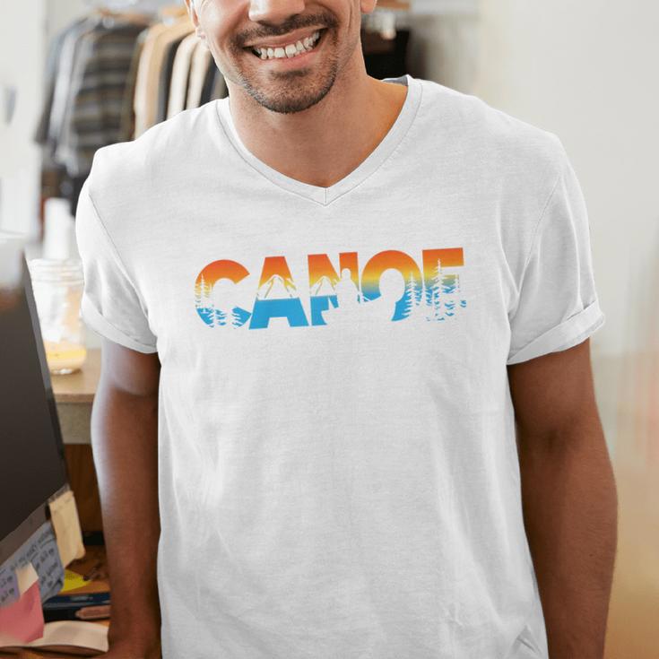 Canoe Canoeing Retro Canoe Raglan Baseball Tee Men's V-Neck T-Shirt