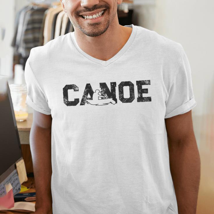 Canoe Canoeing Vintage Canoe Raglan Baseball Tee Men's V-Neck T-Shirt