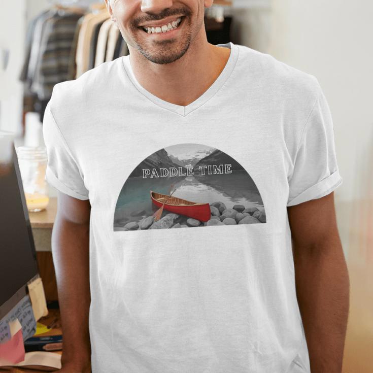 Canoe Lover Time To Paddle Raglan Baseball Tee Men's V-Neck T-Shirt