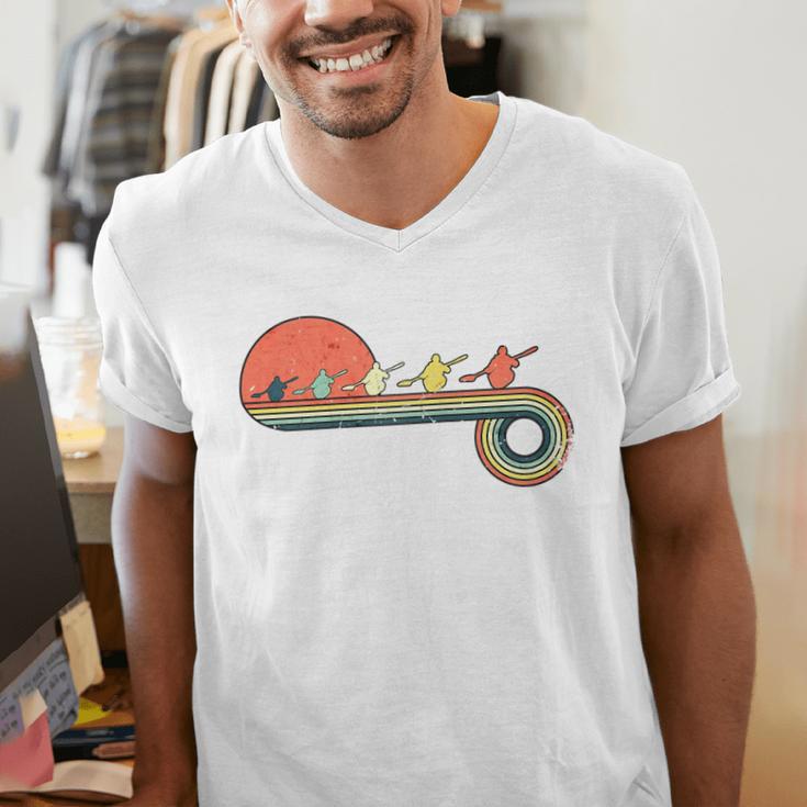 Canoe Retro Vintage Sunset Rainbow Raglan Baseball Tee Men's V-Neck T-Shirt