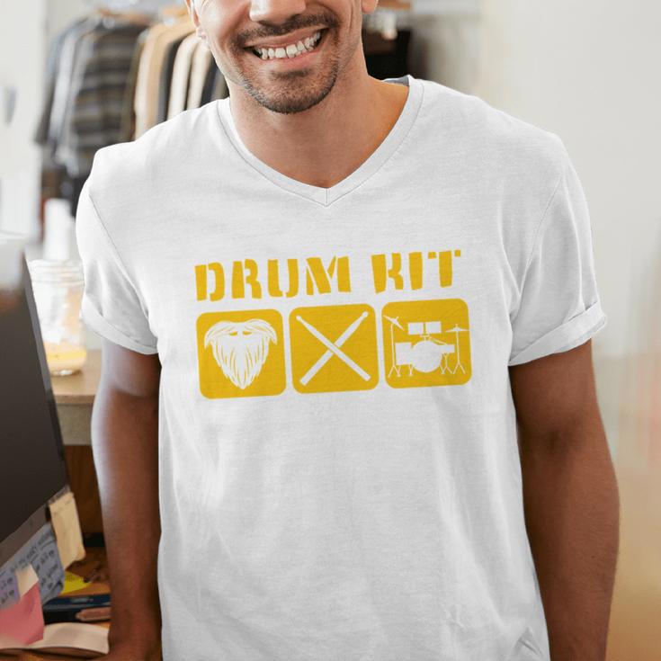 Drum Kit Band Drumming Drumsticks Musical Drums Men's V-Neck T-Shirt Drum Kit Band Drumming Drumsticks Musical Drums Men's V-Neck T-Shirt