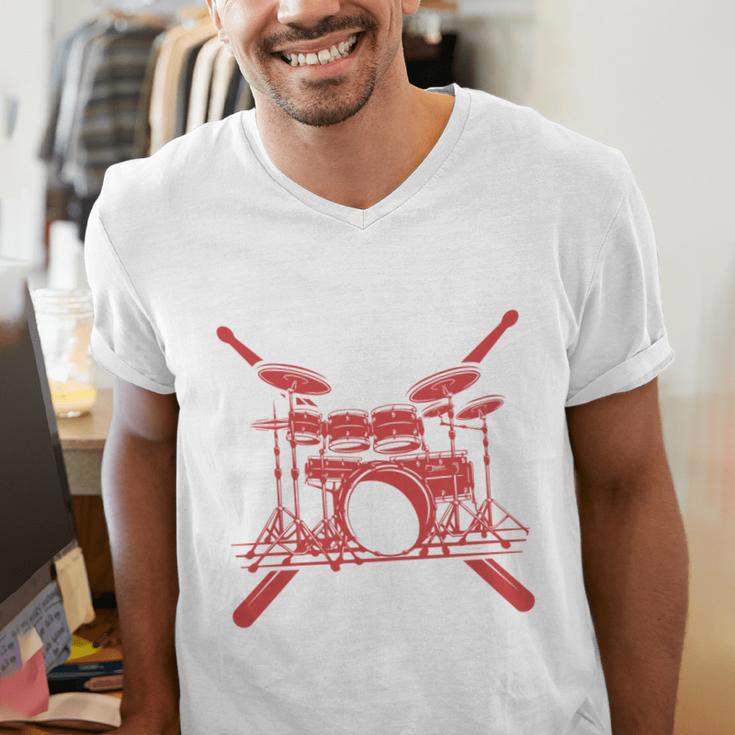 Drum Kit Percussion For Drummer Percussionist Musician Men's V-Neck T-Shirt Drum Kit Percussion For Drummer Percussionist Musician Men's V-Neck T-Shirt