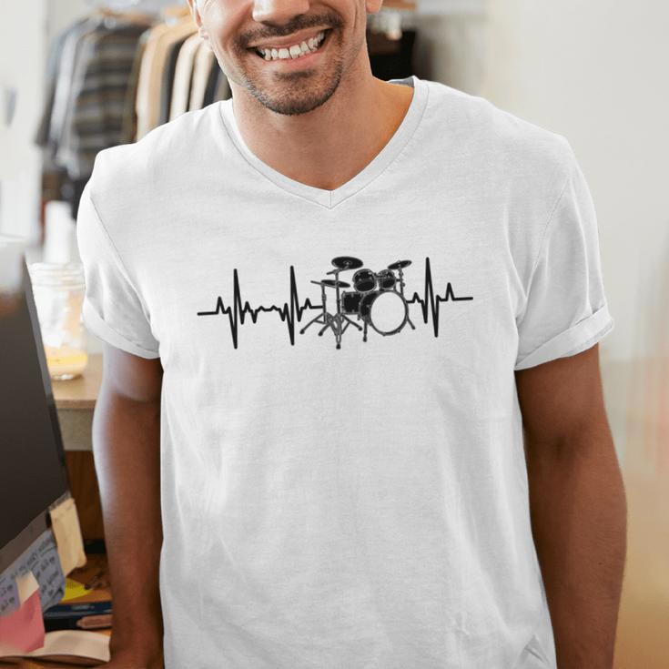 Drum Kit Pulse Line Rock Artist Drum Set Men's V-Neck T-Shirt Drum Kit Pulse Line Rock Artist Drum Set Men's V-Neck T-Shirt