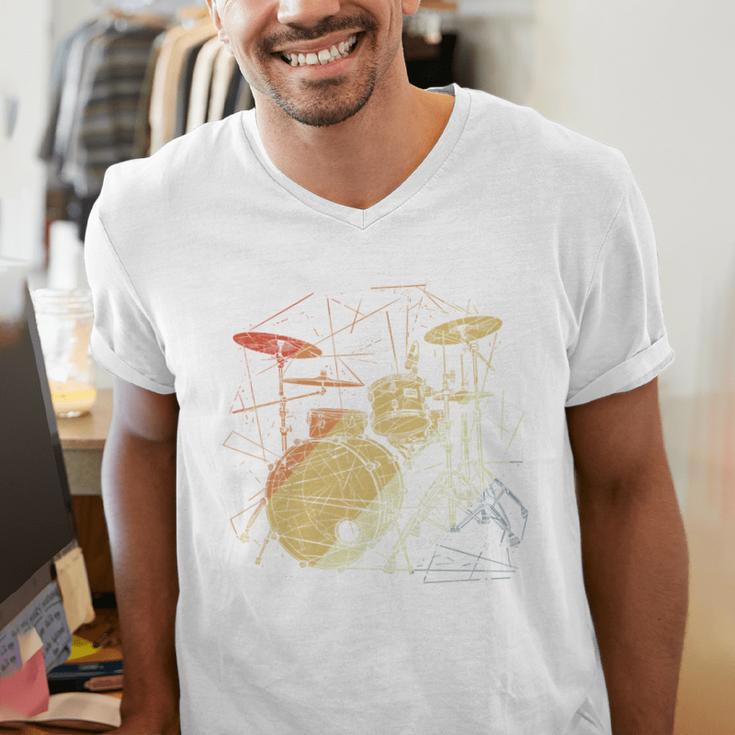 Drum Kit Retrowave Drums Men's V-Neck T-Shirt