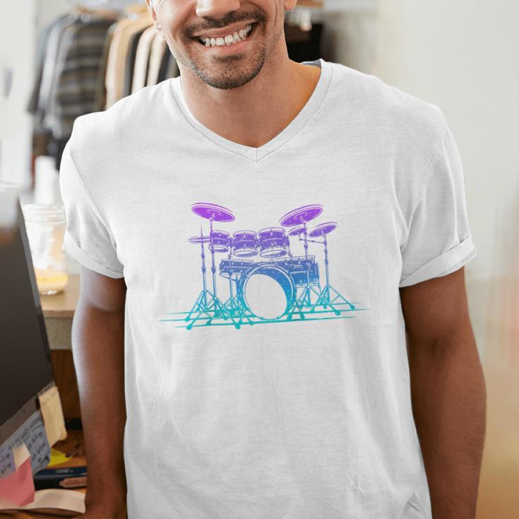 Drum Kit Set Drummer Raglan Baseball Tee Men's V-Neck T-Shirt Drum Kit Set Drummer Raglan Baseball Tee Men's V-Neck T-Shirt