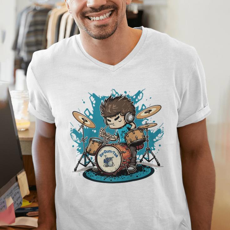 Drum Set Drumming Drummers Drum Kits Music Raglan Baseball Tee Men's V-Neck T-Shirt Drum Set Drumming Drummers Drum Kits Music Raglan Baseball Tee Men's V-Neck T-Shirt