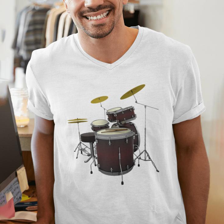Drummer Drum Kit Raglan Baseball Tee Men's V-Neck T-Shirt