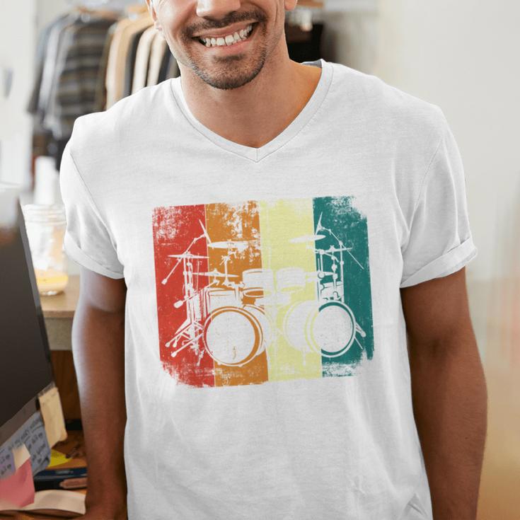 Drumset Cool Retro Vintage Drum Kit Drummer Music Percussion Men's V-Neck T-Shirt Drumset Cool Retro Vintage Drum Kit Drummer Music Percussion Men's V-Neck T-Shirt