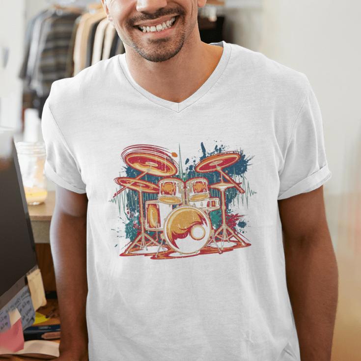 Dynamic Drum Kit For Drummers And Rock Music Lovers Sweatshirt Men's V-Neck T-Shirt Dynamic Drum Kit For Drummers And Rock Music Lovers Sweatshirt Men's V-Neck T-Shirt