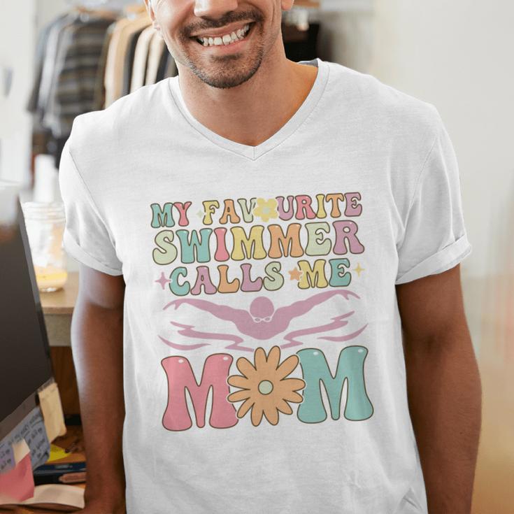Favourite Swimmer Calls Me Mom Swimming Mom Female Swimmer Men's V-Neck T-Shirt Favourite Swimmer Calls Me Mom Swimming Mom Female Swimmer Men's V-Neck T-Shirt
