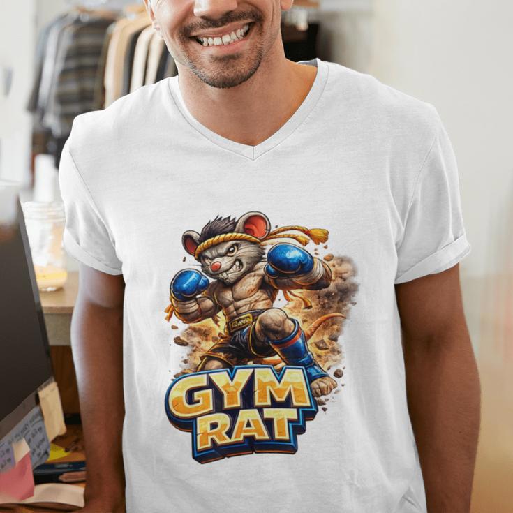 Gym Rat Kickboxing Nak Muay Thai Boxing Fighter Men's V-Neck T-Shirt