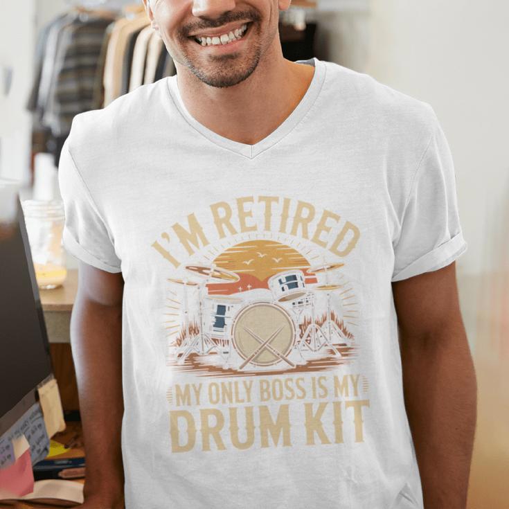 I'm Retired My Only Boss Is My Drum Kit Drums Drummer Men's V-Neck T-Shirt I'm Retired My Only Boss Is My Drum Kit Drums Drummer Men's V-Neck T-Shirt