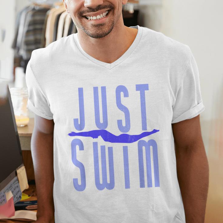 Just Swim Swimmer Swimming Men's V-Neck T-Shirt