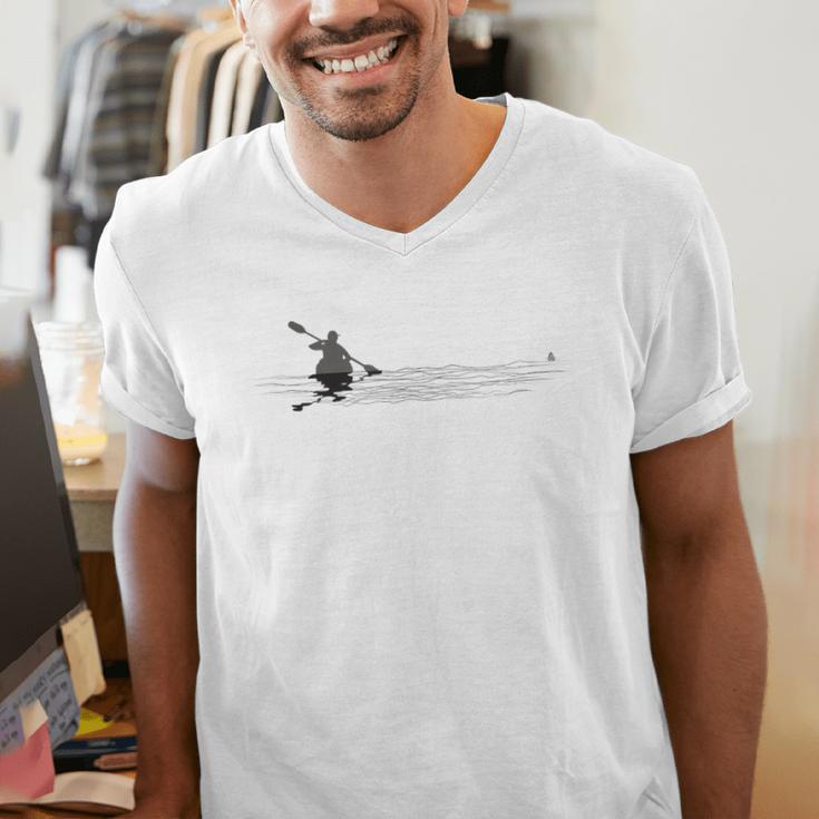 Kayaking Graphic Kayak Figure Kayaker Canoe Paddling Men's V-Neck T-Shirt