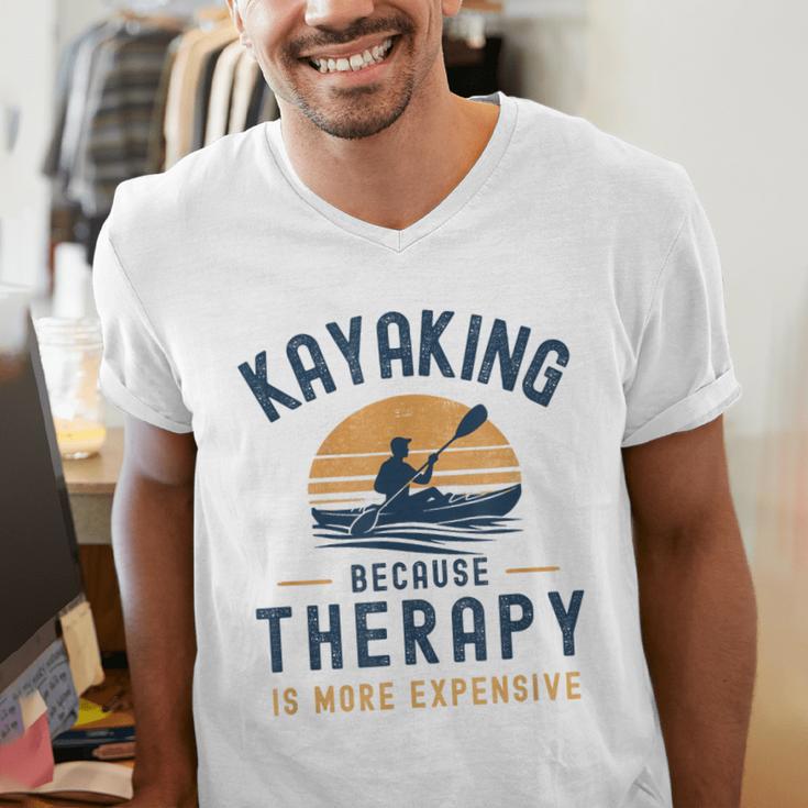 Kayaking Therapy Kayaker Canoe Paddle Lake River Men's V-Neck T-Shirt
