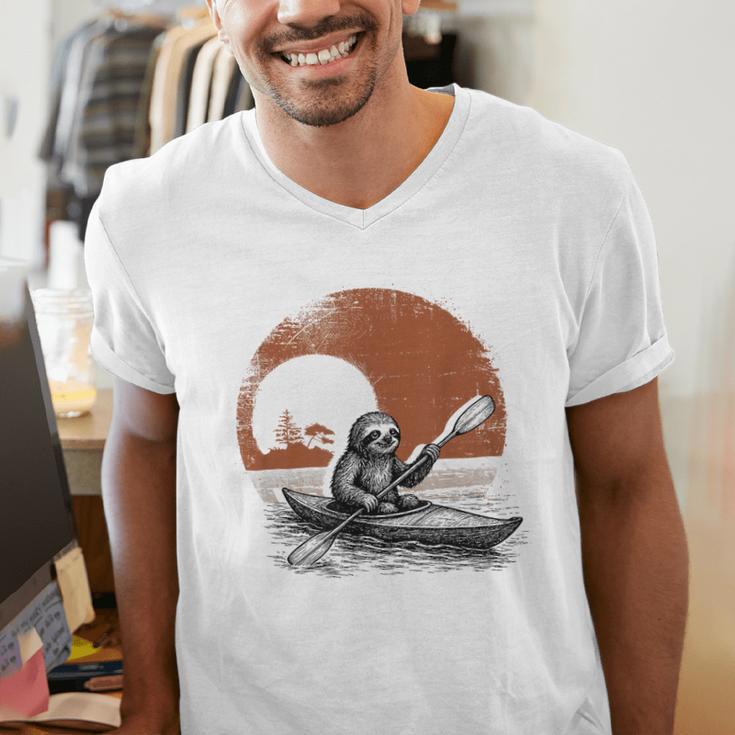 Kayaking Sloth Kayak Kayaker Canoe Paddling Men's V-Neck T-Shirt