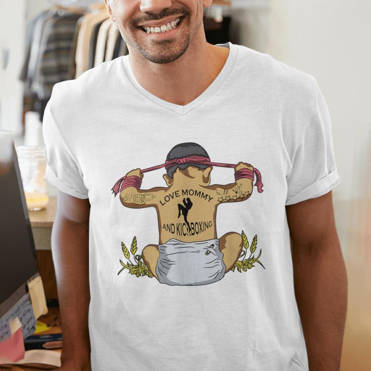 Kickboxing Muay Thai Training Fitness Baby Love Mommy Men's V-Neck T-Shirt