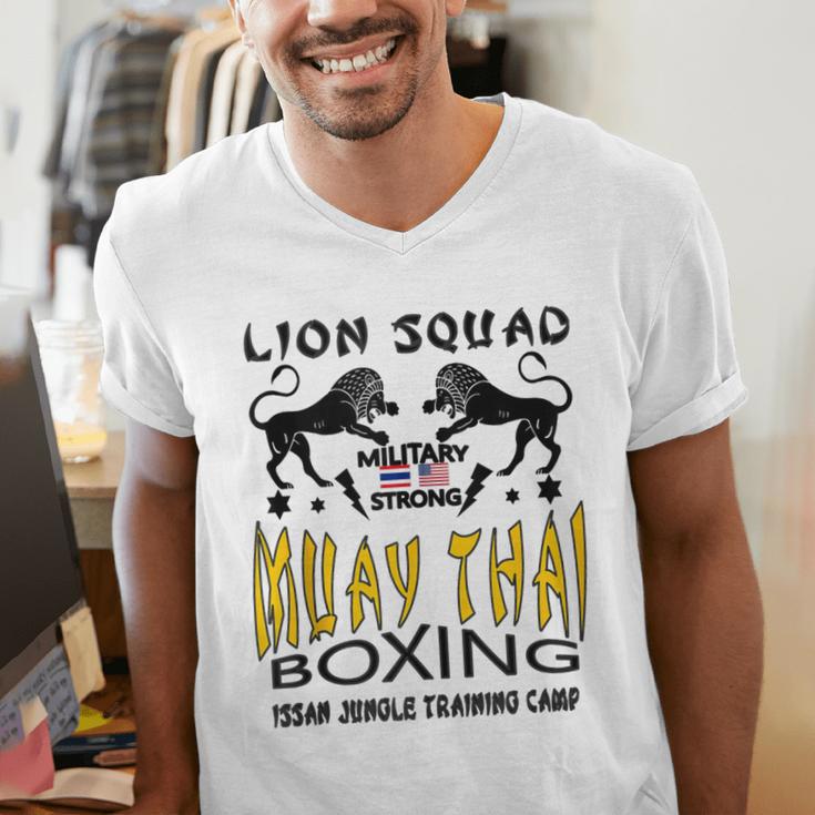 LION SQUAD THAILAND KICKBOXING MUAY THAI MMA TRAINING Men's V-Neck T-Shirt