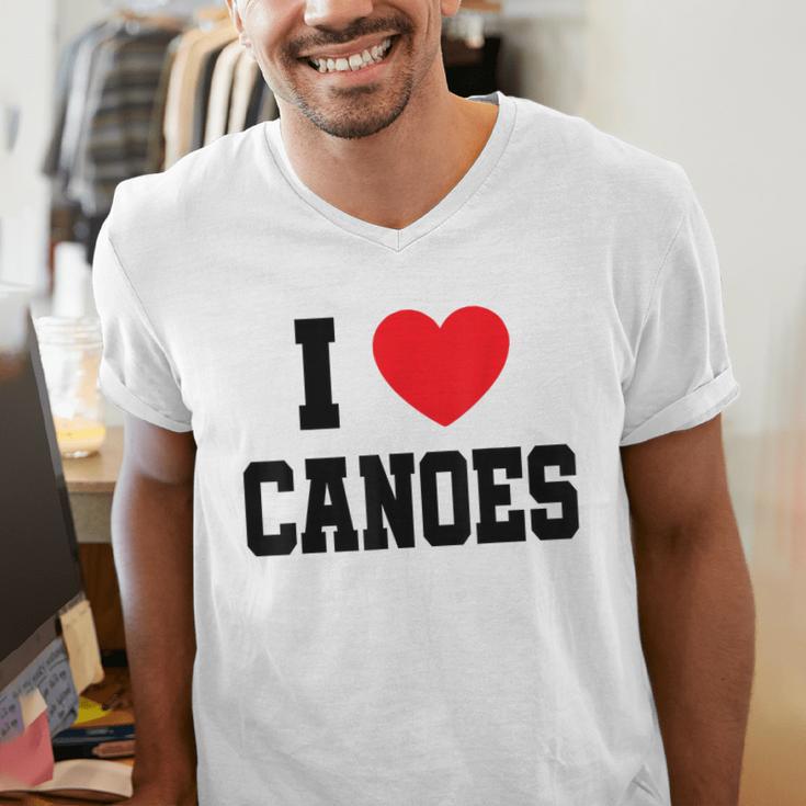 I Love Canoes Men's V-Neck T-Shirt I Love Canoes Men's V-Neck T-Shirt