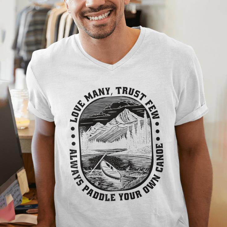 Love Many Trust Few Always Paddle Your Own Canoe Raglan Baseball Tee Men's V-Neck T-Shirt