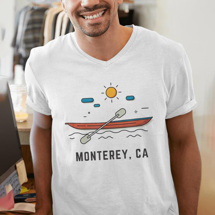 Monterey California Kayak Canoe Paddling Outdoor Men's V-Neck T-Shirt Monterey California Kayak Canoe Paddling Outdoor Men's V-Neck T-Shirt