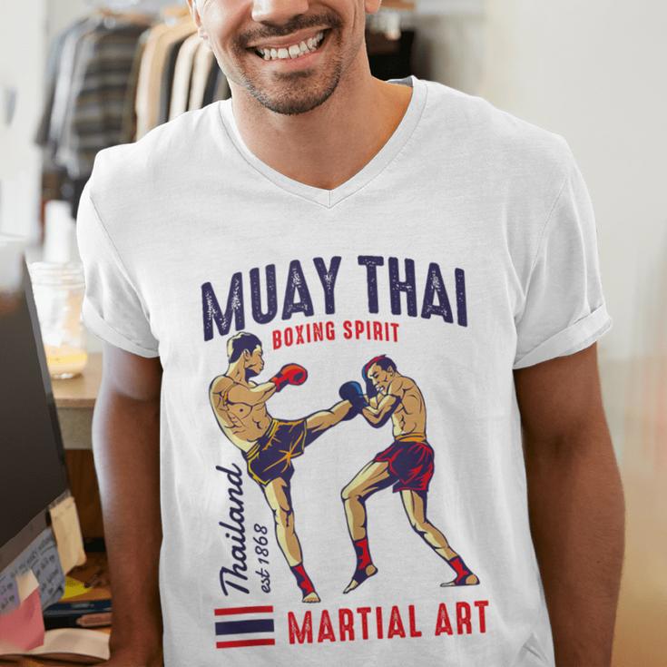 Muay Thai Boxing Spirit Martial Art Men's V-Neck T-Shirt