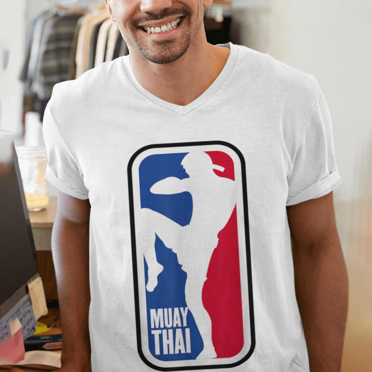 Muay Thai Fighter Retro Kickboxing MMA Training Men's V-Neck T-Shirt
