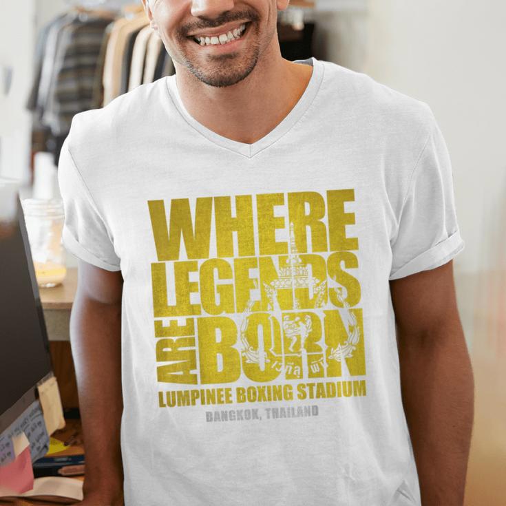 Muay Thai Lumpinee Boxing Stadium Where Legend Born Men's V-Neck T-Shirt