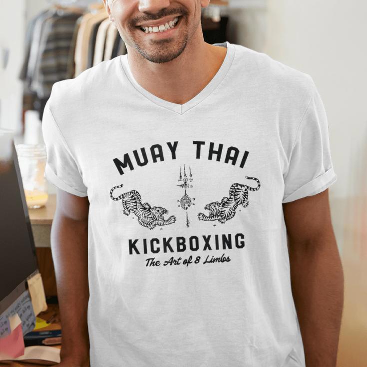 Muay Thai Twin Tigers MMA Warrior Fight Men's V-Neck T-Shirt