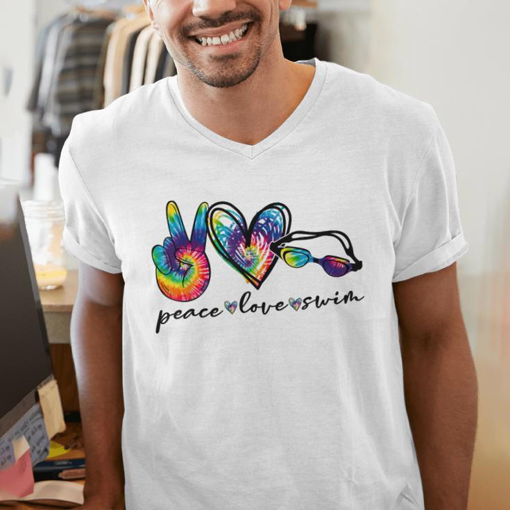 Peace Love Swim Tie Dye Swimmer Swimming Summer Trip Men's V-Neck T-Shirt