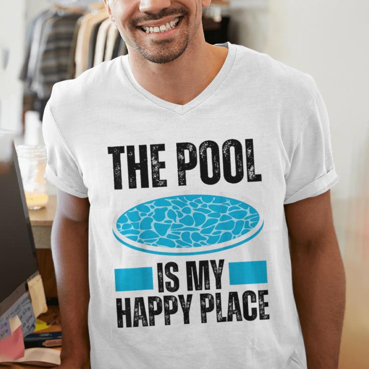 The Pool Is My Happy Place Swimming For Swimmer Men's V-Neck T-Shirt The Pool Is My Happy Place Swimming For Swimmer Men's V-Neck T-Shirt