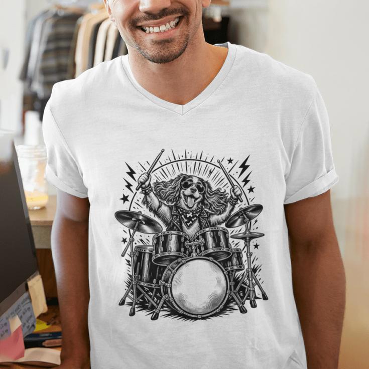 Spaniel Rock Drum Kit Men's V-Neck T-Shirt