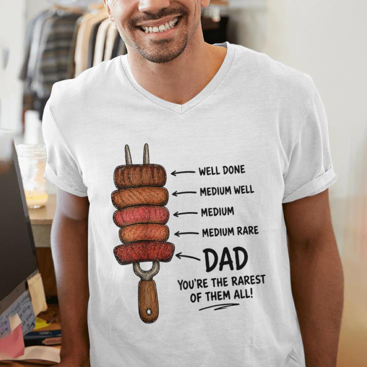 Steak BBQ Dad You'Re The Rarest Of Them All Fathers Day Raglan Baseball Tee Men's V-Neck T-Shirt