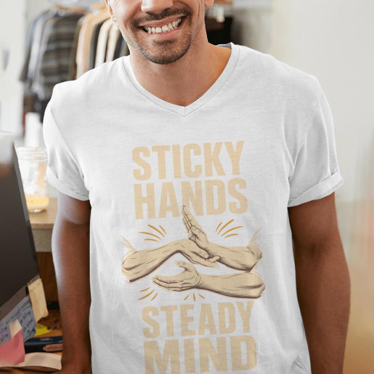 Sticky Hands Steady Mind Muay Thai Boxing Men's V-Neck T-Shirt