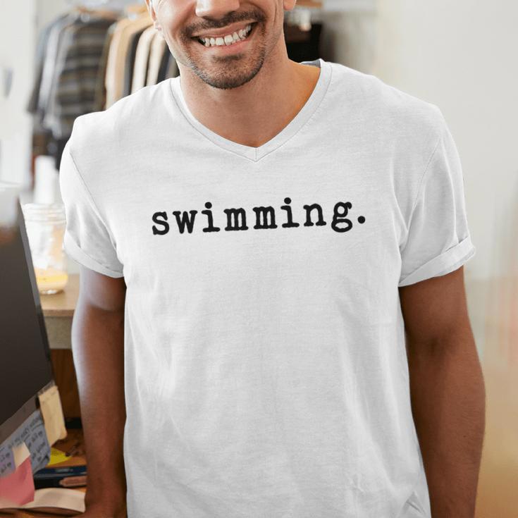 Swimming Enthusiast Minimalist Water Sports Men's V-Neck T-Shirt