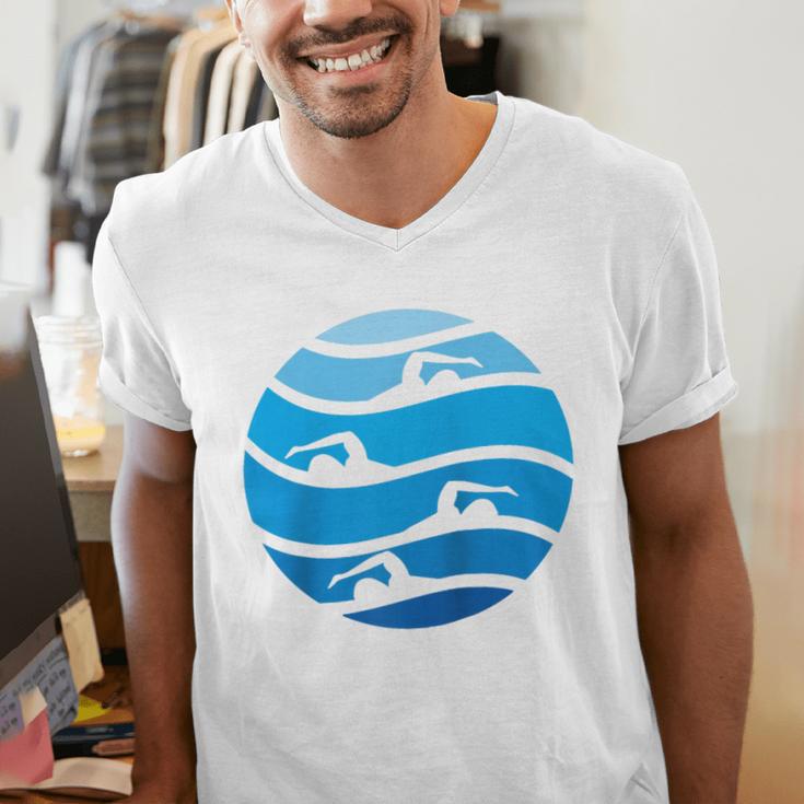 Swimming Freestyle Raglan Baseball Tee Men's V-Neck T-Shirt