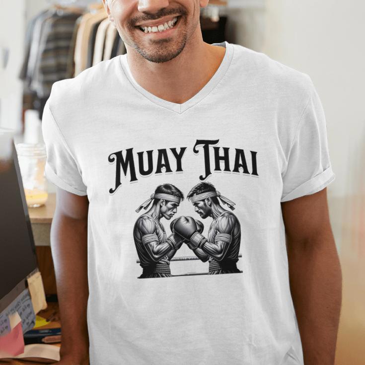 Thai Boxing Muay Thai Boxer Men's V-Neck T-Shirt Thai Boxing Muay Thai Boxer Men's V-Neck T-Shirt
