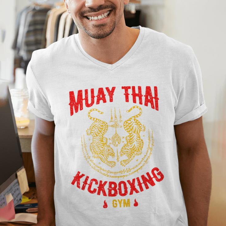 Tiger Muay Thai Kickboxing Gym MMA Training Men's V-Neck T-Shirt