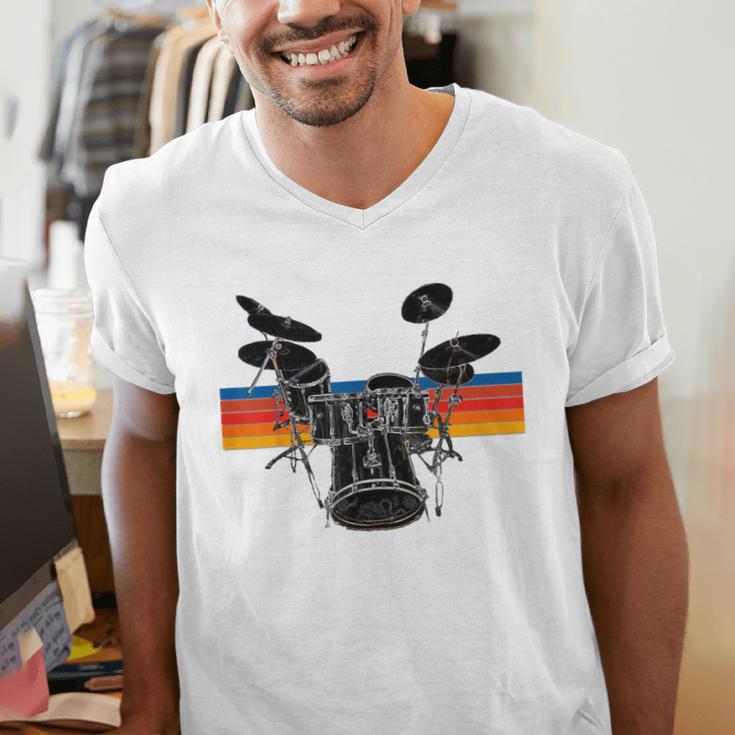 Vintage Drum Kit Drummer Rock Band Drums Men's V-Neck T-Shirt Vintage Drum Kit Drummer Rock Band Drums Men's V-Neck T-Shirt
