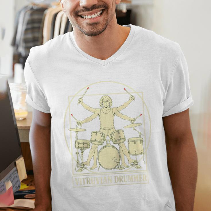 Vitruvian Drummer Drum Kit Music Lover Musician Men Raglan Baseball Tee Men's V-Neck T-Shirt