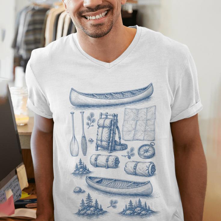 Women's Canoe Wilderness Gear Vintage Chart Collection Illustration Men's V-Neck T-Shirt