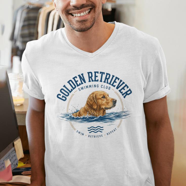 Women's Golden Retriever Swimming Men's V-Neck T-Shirt Women's Golden Retriever Swimming Men's V-Neck T-Shirt
