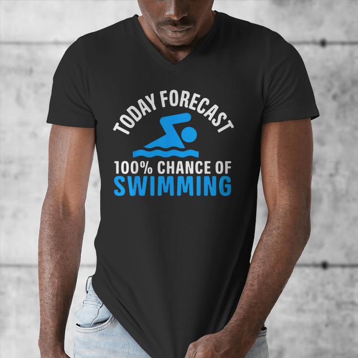 100 Chance Of Swimming Swimmer Swimming Men's V-Neck T-Shirt 100 Chance Of Swimming Swimmer Swimming Men's V-Neck T-Shirt