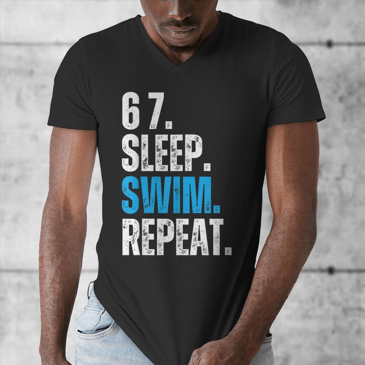 67 Sleep Swim Repeat Swimming Swimmer 67 Meme Men's V-Neck T-Shirt