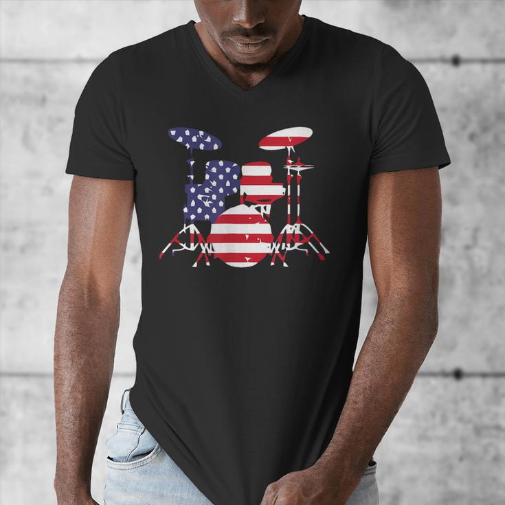 American Flag Drum Kit Patriotic US Drum Art Men's V-Neck T-Shirt American Flag Drum Kit Patriotic US Drum Art Men's V-Neck T-Shirt