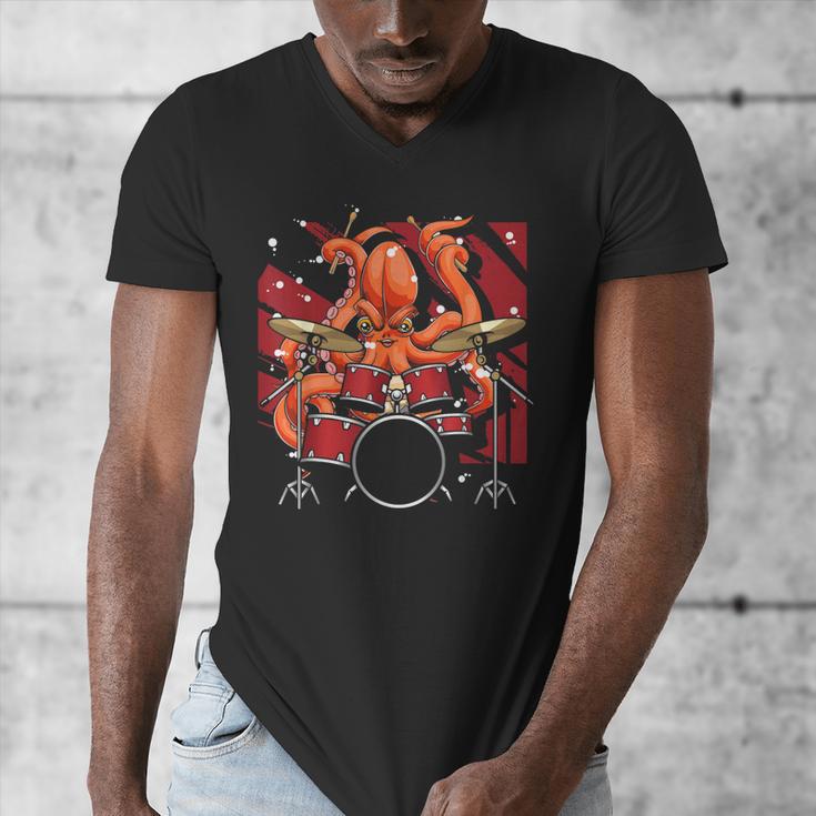 Animal Octopus Musician Drum Kit Octopus Drummer Men's V-Neck T-Shirt Animal Octopus Musician Drum Kit Octopus Drummer Men's V-Neck T-Shirt